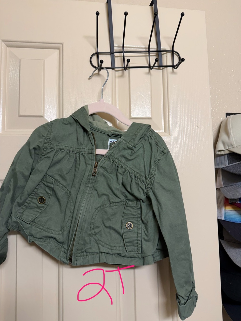 Old Navy Olive Green Hooded Jean-Style Jacket - Kids